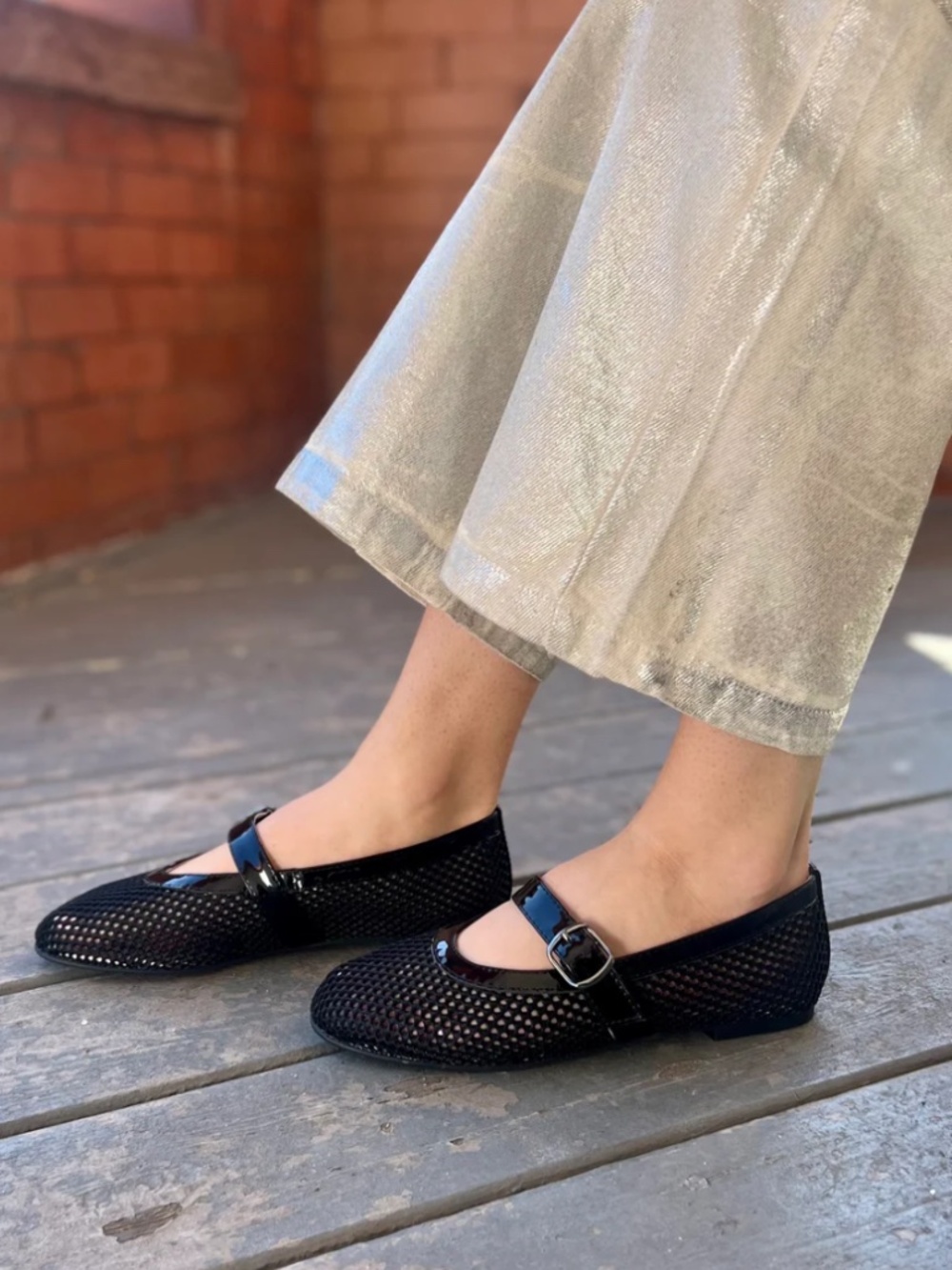 ALL BLACK Amazing Jane Mesh Flat in Black